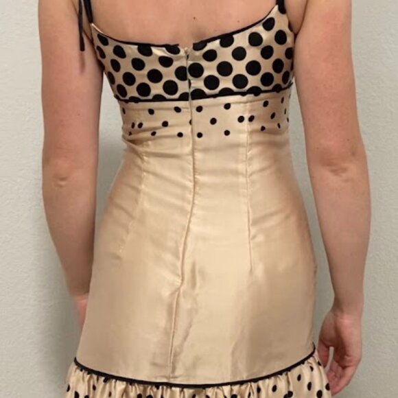 Vintage bebe dress - light pink w/ black polka dots - Picture 5 of 7